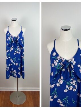 Goldspark Blue Pink White Green Floral Dress Women Medium Lightweight